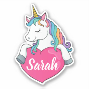 Cute Unicorn Custom Name Sticker