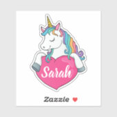 Cute Unicorn Custom Name Sticker (Vel)