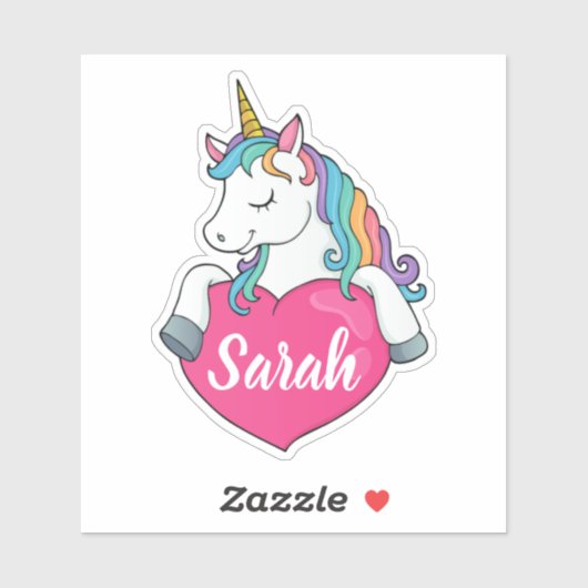 Cute Unicorn Custom Name Sticker (Vel)