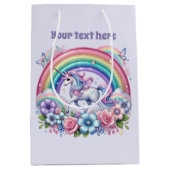 Cute unicorn customizable party  medium cadeauzakje (Voorkant)