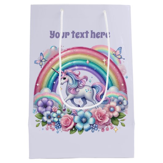 Cute unicorn customizable party  medium cadeauzakje (Achterkant)