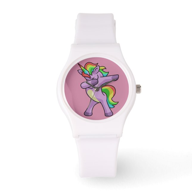 Cute Unicorn Dabber Dance Horloge (Voorkant)