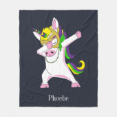 Cute Unicorn Dabbing Paars Pink Fleece Deken (Voorkant)