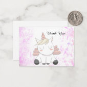 Cute Unicorn Dank je kaarten Notitiekaartje (Voorkant / Achterkant in situ)