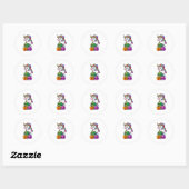 Cute Unicorn & Dead Skulls. Funny Gothic Emo Brawe Ronde Sticker (Vel)