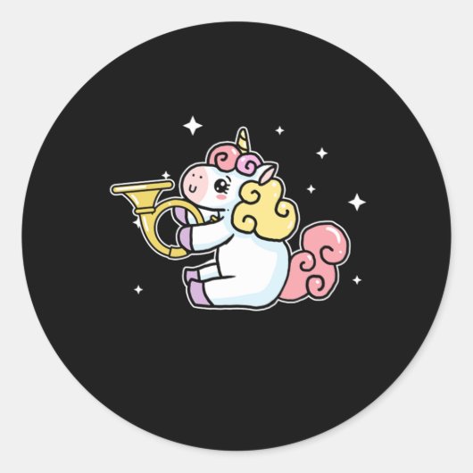 Cute Unicorn die Franse Horn Lover Gift Ronde Sticker (Voorkant)