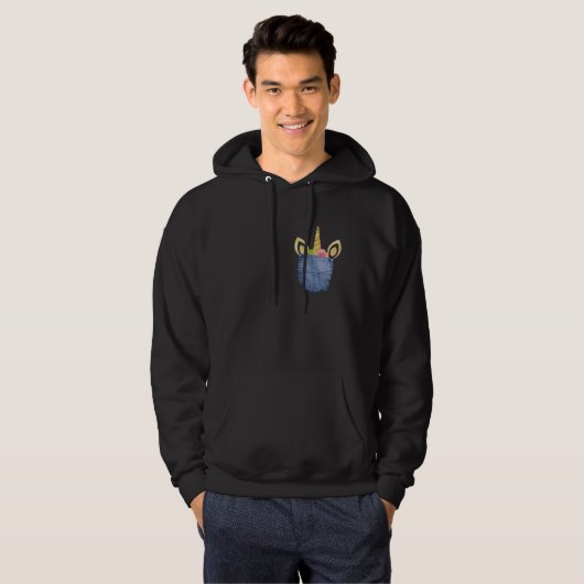 Cute Unicorn die in een zak hangt Hoodie (Voorkant volledig)