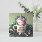 Cute Unicorn Digital Painting Happy Birthday Card (Staand voorkant)