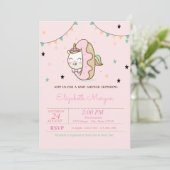 Cute Unicorn, Donuts Baby shower Kaart (Staand voorkant)