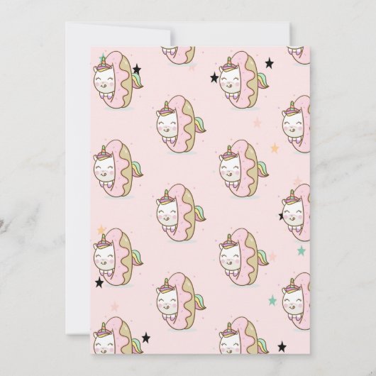 Cute Unicorn, Donuts Baby shower Kaart (Achterkant)