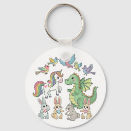 Cute Unicorn & Dragon Fantasy Keychain