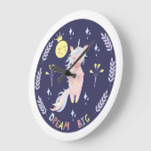 Cute unicorn droom grote marineblauw grote klok (Hoek)
