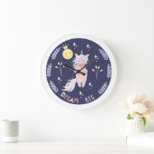 Cute unicorn droom grote marineblauw grote klok (Huis)