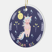 Cute unicorn droom grote marineblauw keramisch ornament (Links)
