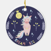 Cute unicorn droom grote marineblauw keramisch ornament (Achterkant)