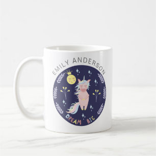 Cute unicorn droom grote marineblauw koffiemok