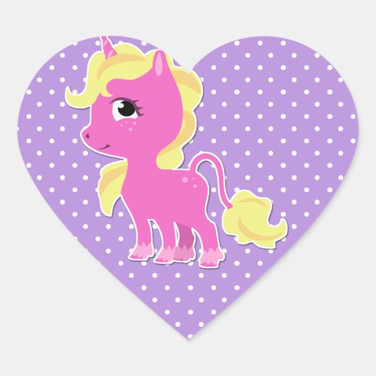 Cute Unicorn en Polka Dot Sticker (Voorkant)