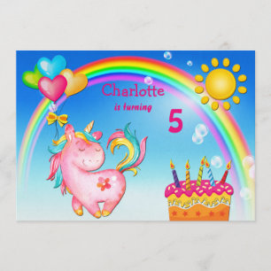 Cute Unicorn en Rainbow Birthday Party Kaart