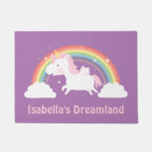 Cute Unicorn en Rainbow Girls Room Deurmat (Voorkant)
