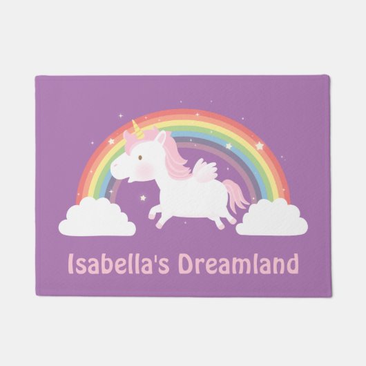 Cute Unicorn en Rainbow Girls Room Deurmat (Voorkant)