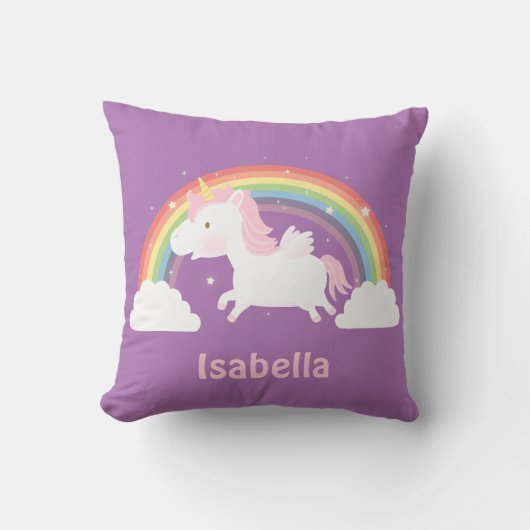 Cute Unicorn en Rainbow Girls Room Sierkussen (Voorkant)