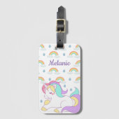 Cute Unicorn en Rainbows, gepersonaliseerd Bagagelabel (Voorkant (verticaal))