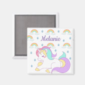 Cute Unicorn en Rainbows, gepersonaliseerd Magneet (Voorkant / Achterkant)