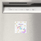Cute Unicorn en Rainbows, gepersonaliseerd Magneet (Insitu (Vaatwasser))