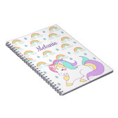 Cute Unicorn en Rainbows, gepersonaliseerd Notitieboek (Rechterzijde)