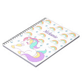 Cute Unicorn en Rainbows, gepersonaliseerd Notitieboek (Linkerzijde)