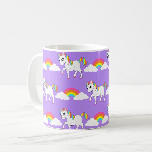 Cute Unicorn en Rainbows Mok (Voorkant links)