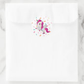 Cute Unicorn en Snoep Sprinkles Ronde Sticker (Tas)