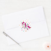 Cute Unicorn en Snoep Sprinkles Ronde Sticker (Envelop)