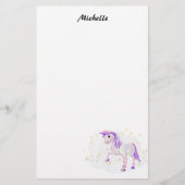 Cute Unicorn en Stars Stationery Briefpapier (Voorkant)