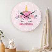 Cute Unicorn Eyelashes Girls Bedroom Wall Clock Grote Klok