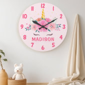 Cute Unicorn Eyelashes Girls Bedroom Wall Clock Grote Klok