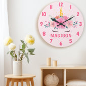 Cute Unicorn Eyelashes Girls Bedroom Wall Clock Grote Klok