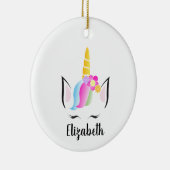 Cute Unicorn Eyelashes Persoonlijke Kerstmis Keramisch Ornament (Rechts)
