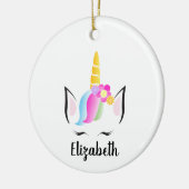Cute Unicorn Eyelashes Persoonlijke Kerstmis Keramisch Ornament (Links)