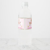 Cute Unicorn Face & Gold Glitter Birthdayl Waterfles Etiket (Achterkant)