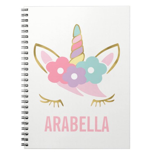 Cute Unicorn Face Notitieboek (Voorkant)