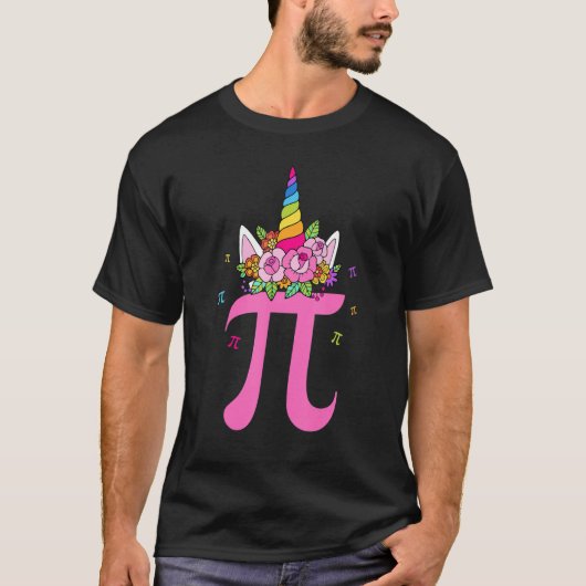 Cute Unicorn Face Pi Dag Kinder meisjes Wiskunde G T-shirt (Voorkant)