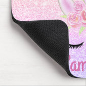 Cute Unicorn Face Rainbow Glitter Pink Hearts Muismat (Hoek)