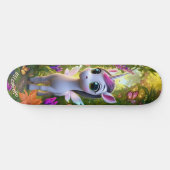 Cute Unicorn Fantasy Forest Cool Children Art Persoonlijk Skateboard (Horizontaal)