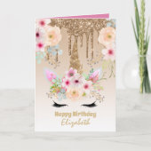 Cute Unicorn Fantasy  Girly Drip Gold genaamd Kaart (Voorkant)