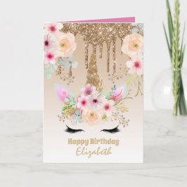 Cute Unicorn Fantasy  Girly Drip Gold genaamd Kaart