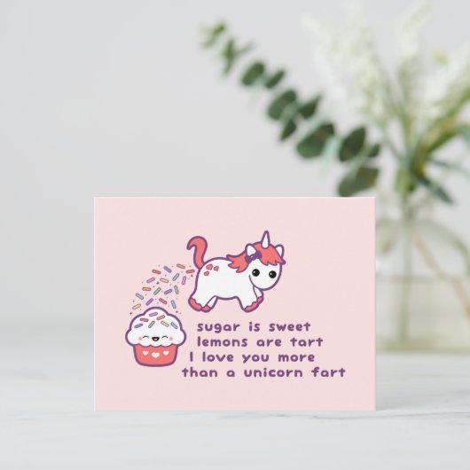 Cute Unicorn Fart Briefkaart (Staand voorkant)