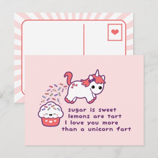 Cute Unicorn Fart Briefkaart (Voorkant / Achterkant)