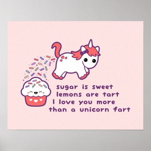 Cute Unicorn Fart Poster (Voorkant)