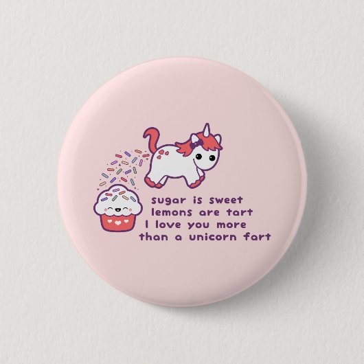 Cute Unicorn Fart Ronde Button 5,7 Cm (Voorkant)